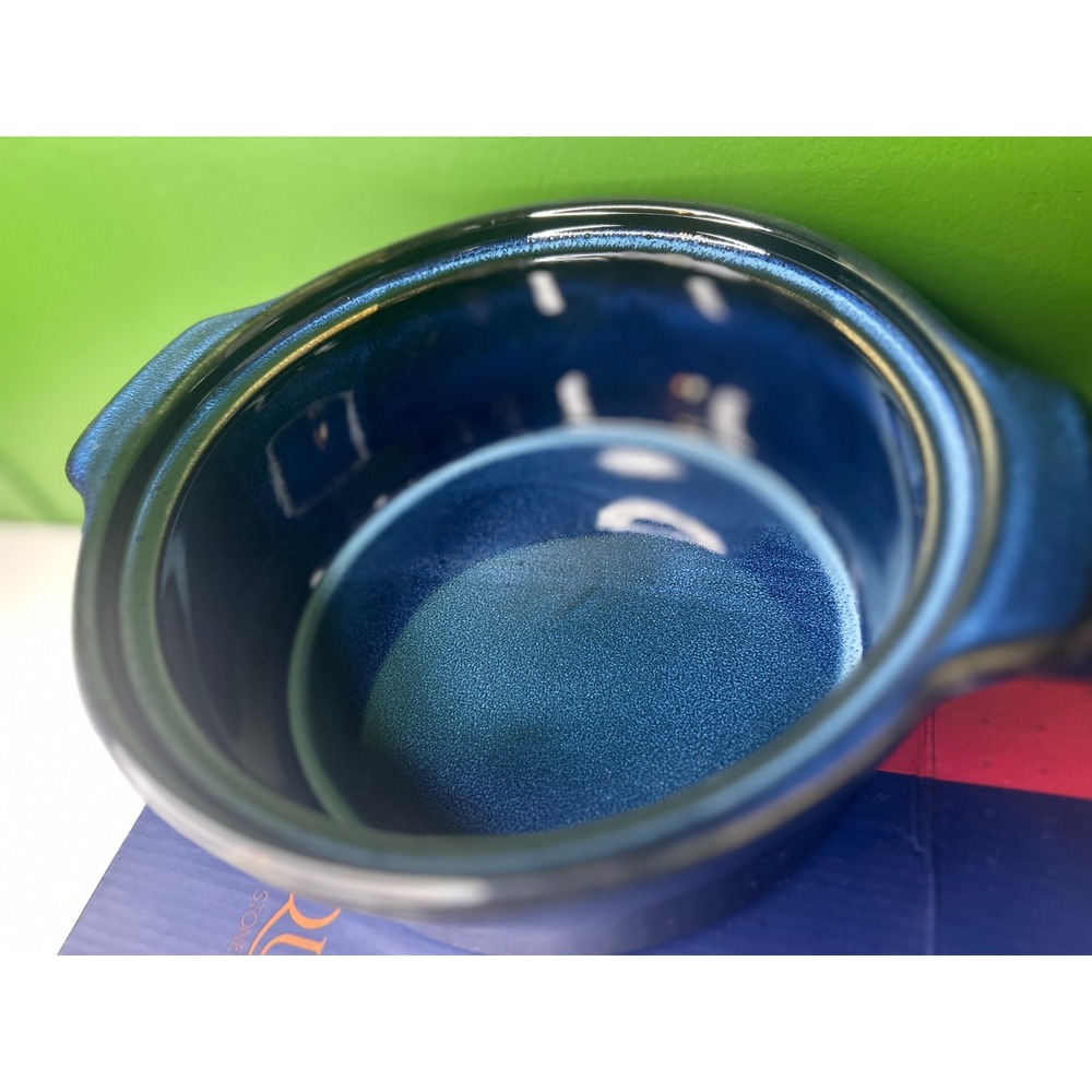 Basque Blue Stoneware Mini Cocotte with Lid Ceramic Casserole Dish AB004 - Picture 4 of 7
